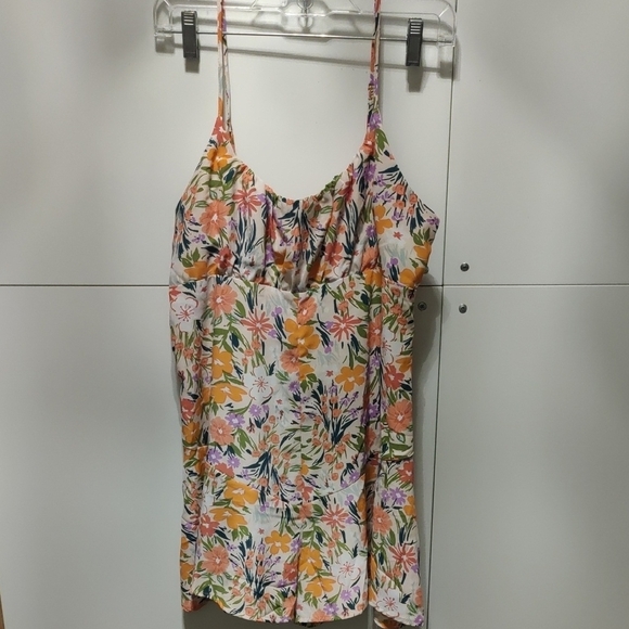 Love Tree Pants - Love Tree Floral Romper Size L Spaghetti Strap Summer Romper Boho Beach Vacation